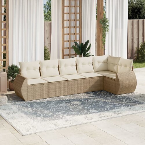 vidaXL 6-dijelni set vrtnih sofa s jastucima bež od poliratana Cijene