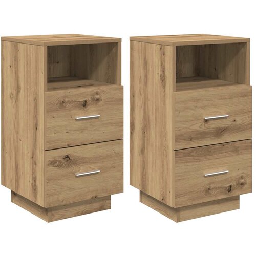 Maison Chic Dvo delni komplet Nočne omarice - Nočne mize z 2 predaloma artisan hrast 36x36x68 cm, (21688186) Cene