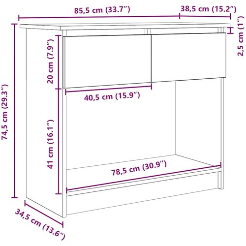  Konzolni stol s ladicama staro drvo 85 5x38 5x74 5 cm - Staro drvo Slike