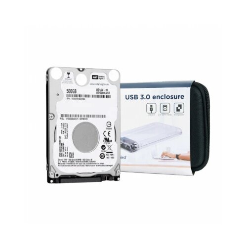 Western Digital hard disk WD 500GB + kućište HDD-WD5000LUCT Cene