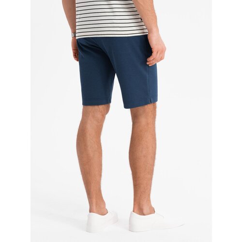 Ombre Men's SLIM FIT shorts in structured knit fabric - navy blue Cene
