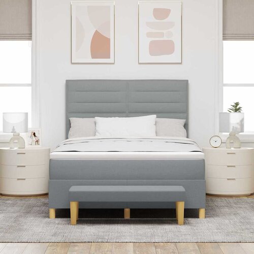  Krevet s opruga kutije Svjetlosiva 200 x 140 cm tkanina Slike