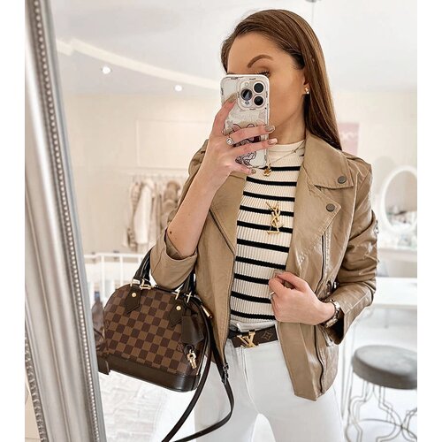 Gemre Beige faux leather biker jacket Tricia Cijene