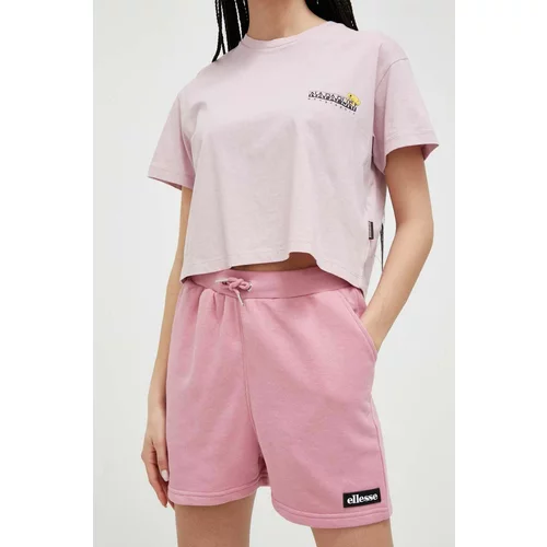 Ellesse Kratke hlače za žene, boja: ružičasta, s aplikacijom, visoki struk