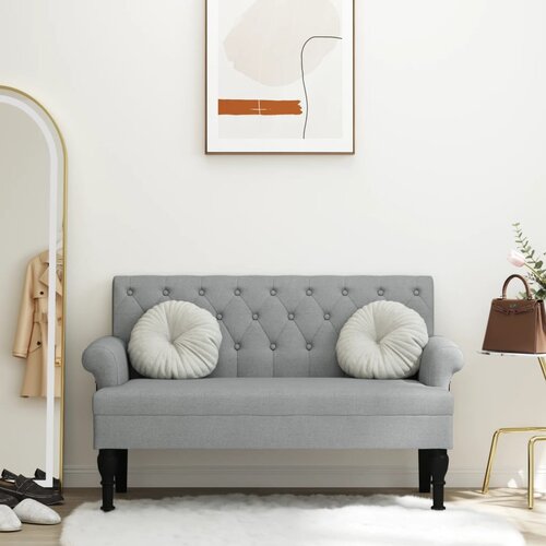  Klupa s naslonom svjetlosiva 120 x 62 x 75,5 cm od tkanine Slike