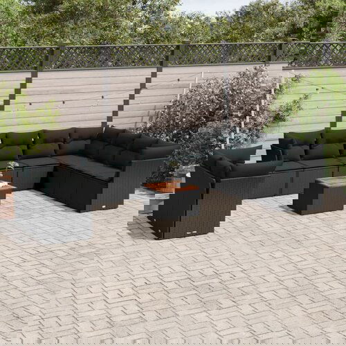 vidaXL 11-dijelni set vrtnih sofa od poliratana s jastucima crni Cijene
