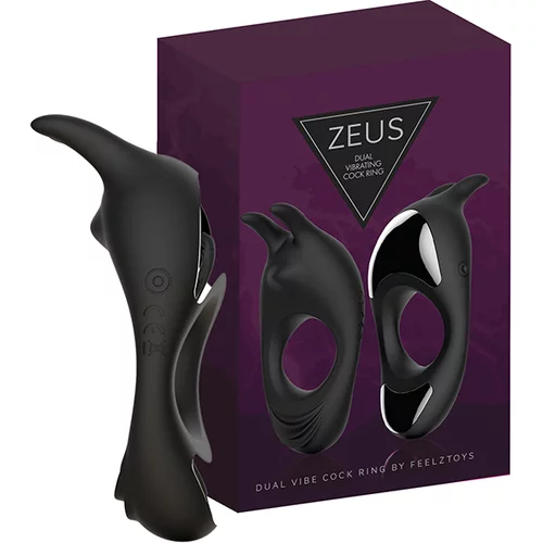 Feelztoys Vibracijski obroček za penis - Zeus, črn