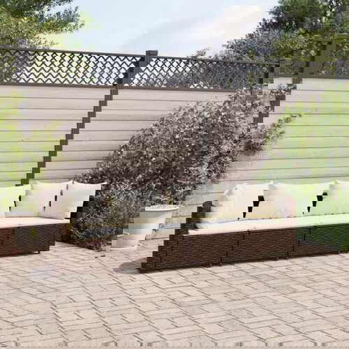 VidaXL 4-dijelni set vrtnih sofa od poliratana s jastucima smeđi Slike