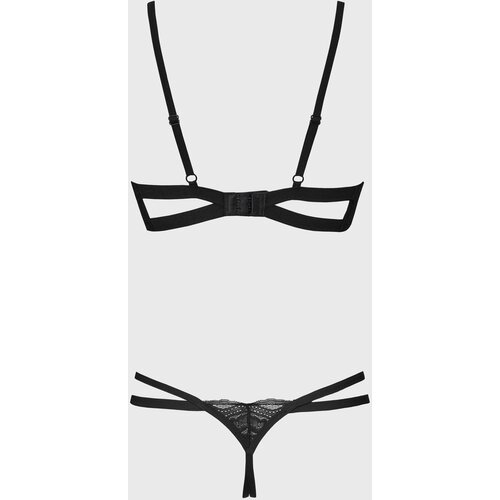 Obsessive Nutris 2-pcs Crotchless Set Black XS/S Cene