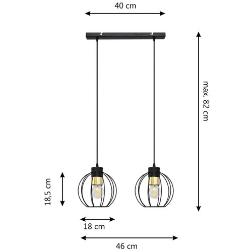  visilica na lanku STARLIGHT 2xE27/15W/230V crna/zlatna Slike