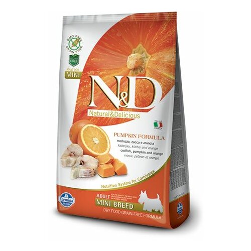 Farmina N&D bundeva hrana za pse bakalar i narandža (adult, mini) 7kg Slike