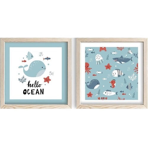 Wallity Otroške slike v kompletu 2 ks 33x33 cm Hello Ocean – Wallity Cene