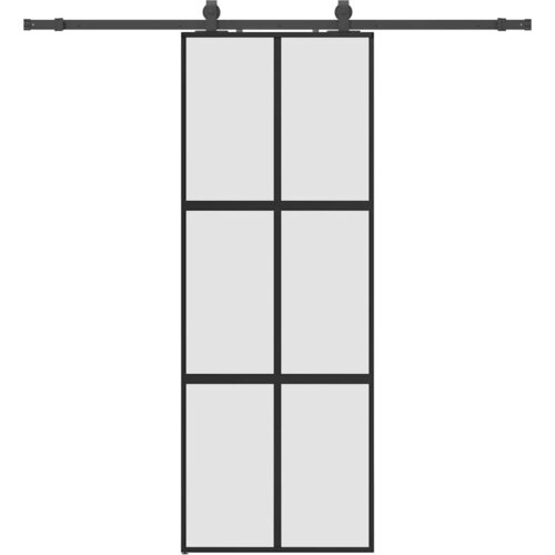 vidaXL drsna vrata z opremo črna 76x205 cm kaljeno steklo, (21749587) Cene