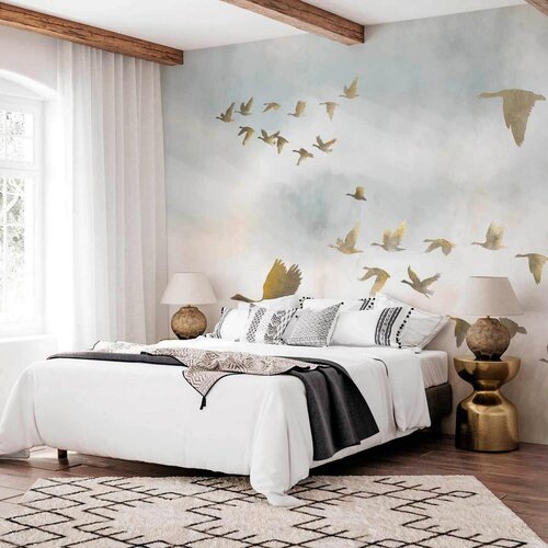 Artgeist Fototapeta Golden Geese, 100x70cm Slike