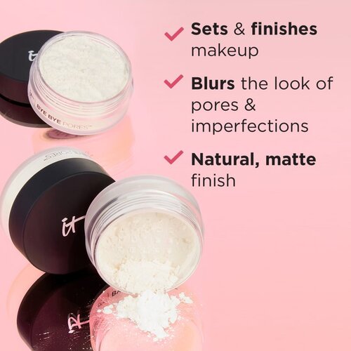 IT Cosmetics Bye Bye Pores Poreless Finish Loose Setting Powder posvjetljujući puder u prahu za bar&amp;scaron;unasti izgled lica nijansa Translucent 6.8 g Slike