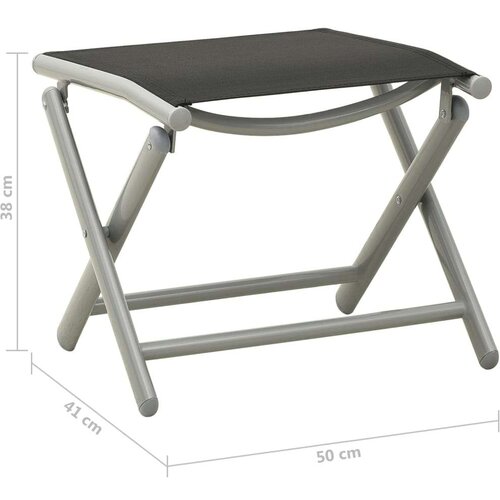 VidaXL Sklopivi oslonac za noge crno-srebrni od tekstilena i aluminija Slike