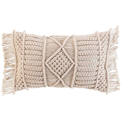 Douceur d int&amp;eacute;rieur COUSSIN DEHOUS. COMPR. FRANGES 30 x 50 CM COTON MACRAME MACRALIN Bež Slike