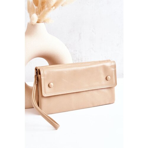 PL3 Large Leather Wallet On Zipper Beige Loreaine Slike