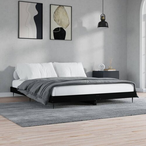 VidaXL Okvir kreveta crni 140 x 200 cm od konstruiranog drva Slike