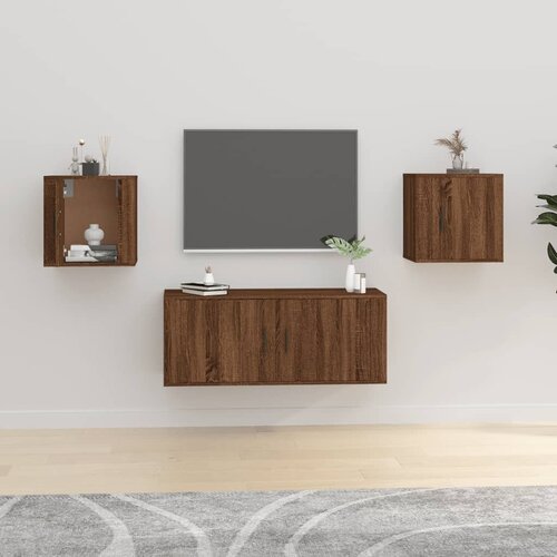 VidaXL Stenska TV omarica 2 kosa rjav hrast 40x34,5x40 cm Slike