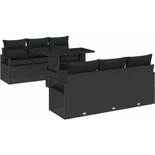  Sjedeća garnitura za vrt 7 kom. Bež Poli ratan 175 x 62 x 85 cm Slike