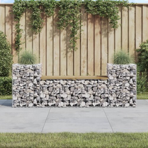 VidaXL Vrtna gabionska klop 183x41x60,5 cm impregnirana borovina Slike