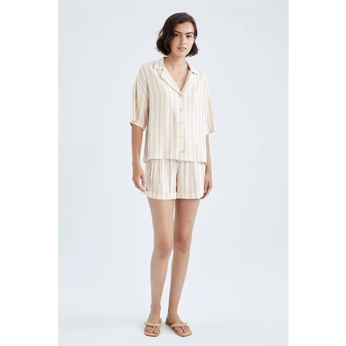 Defacto Relax Fit Striped Pocket Linen Shorts