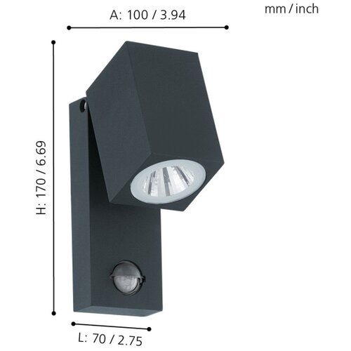 Eglo Sakeda vanjska zidna, led, 5w, 3000k, sa senzorom, lijevani aluminij/antracit Cijene