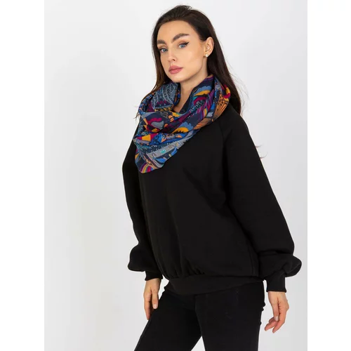 Fashion Hunters Navy blue scarf with a print