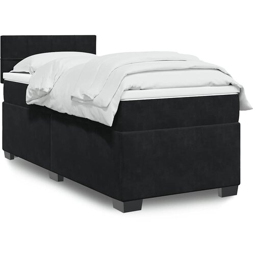 Krevet box spring s madracem crni za jednu osobu baršunasti Cene