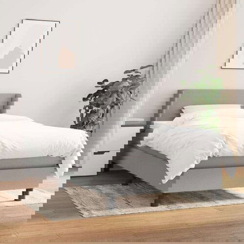  Box spring postelja z vzmetnico svetlo siva 80x200 cm blago, (20791613) Slike