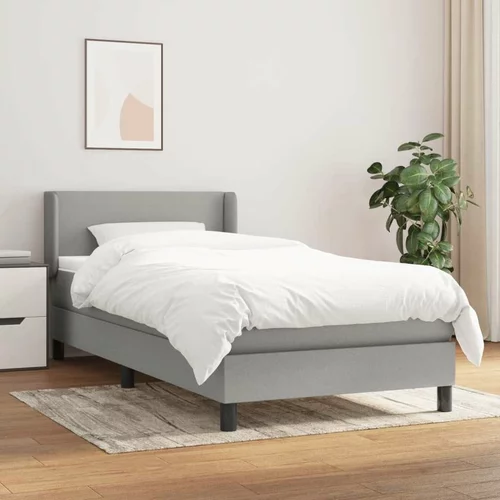  Box spring postelja z vzmetnico svetlo siva 80x200 cm blago, (20791613)