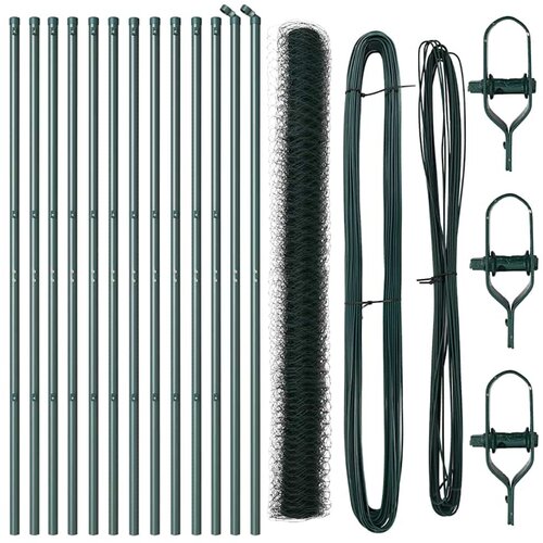 vidaXL Ogrodje s stebri Zelena 1.5 x 25 m Jeklo s PVC premazom, (5000096240) Cene