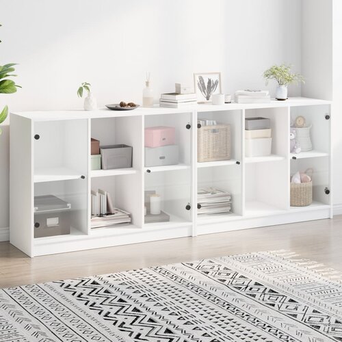 vidaXL Knjižna omara z vrati bela 204x37x75 cm inženirski les Cene