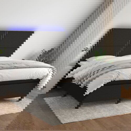 The Living Store Box spring postelja z vzmetnico LED črna 140x200 cm blago - Box Spring Postelja, (21518161) Cene