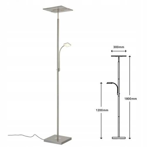 BRILONER 1328-022 - prigu&amp;scaron;iva LED podna lampa LED/21W/230V + LED/3,5W matni hrom Slike