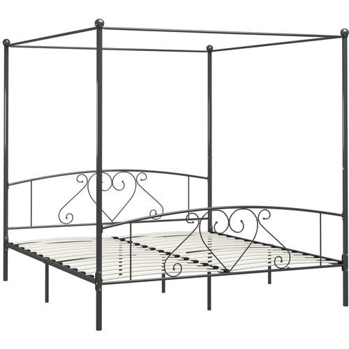 Maison Chic Posteljni okvir - Dvoposteljna postelja - Zakonska postelja z ogrodjem za baldahin siv kovinski 200x200 cm, (21695398) Slike