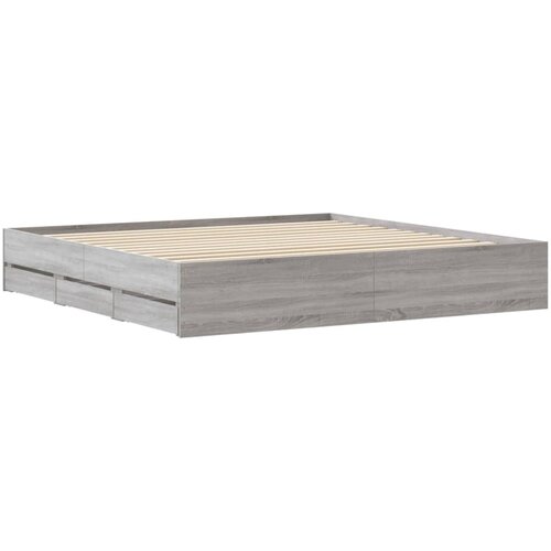  Okvir za krevet s ladicama boja hrasta 180x200 cm Siva 180 x 200 cm Slike