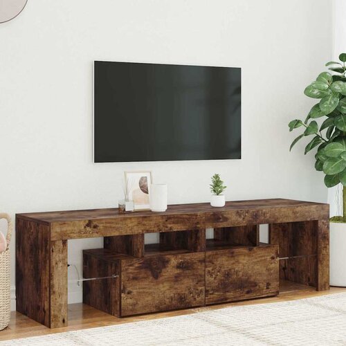 TV ormarić s LED svjetlima boja dimljenog hrasta 140x36,5x40 cm Cene