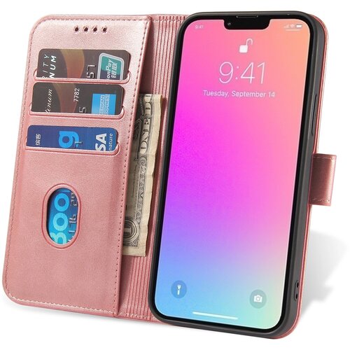 Magnetni etui ovitek s stojalom za iPhone 13 mini roza Slike
