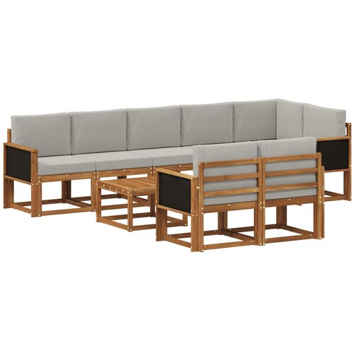 vidaXL Zunanja garnitura za sedenje 9 pcs Naravna in svetlo siva, (5000280309) Cene