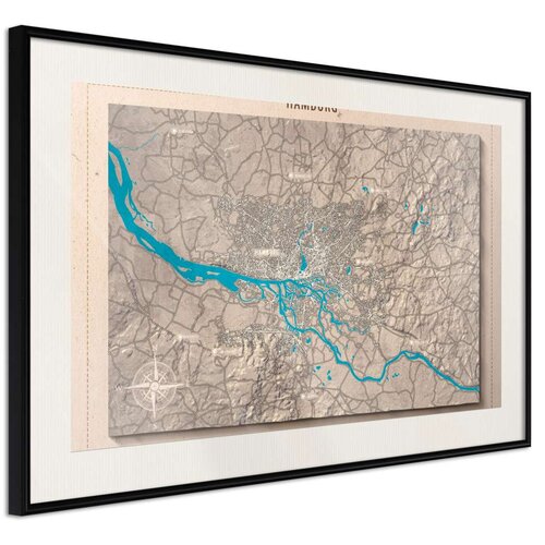  Poster - Raised Relief Map: Hamburg 60x40 Slike