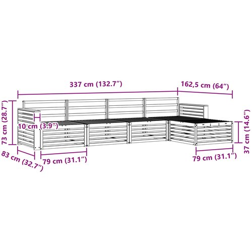  Set vanjskih sofa 5 kom. Prirodna Čvrsto drvo akacije Smeđa 337 x 162,5 x 73 cm Slike