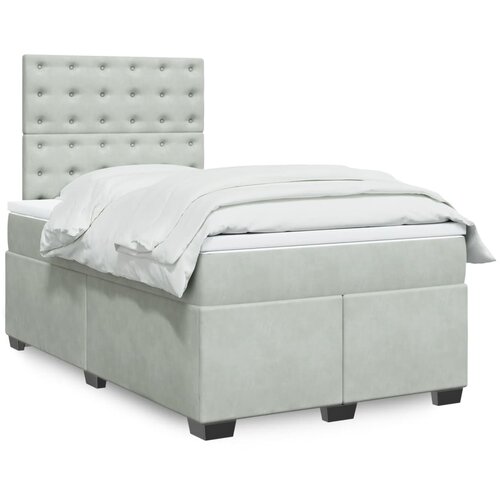 VidaXL Box spring krevet s madracem svjetlosivi 120x200 cm bar&amp;scaron;unasti Slike