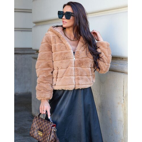 Resti Double-sided women's jacket with fur in light brown Cene