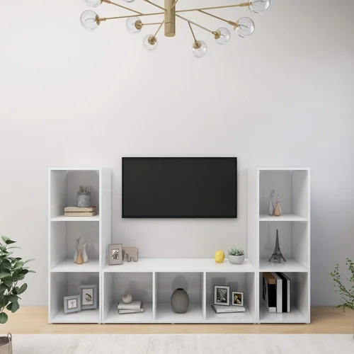 TV ormarići 3 kom visoki sjaj bijeli 107x35x37 cm od iverice