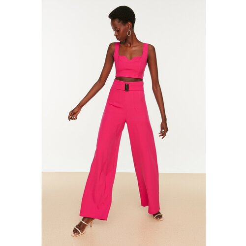 Trendyol Fuchsia Belted Trousers Slike