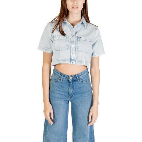 Tommy Hilfiger Srajce &amp;amp; Bluze CROPPED SS SHIRT CI6 DW0DW21072 Modra Slike
