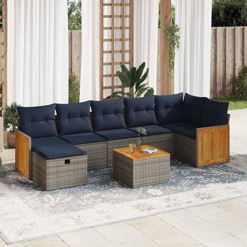 vidaXL 8-dijelni set vrtnih sofa od poliratana s jastucima sivi Cijene
