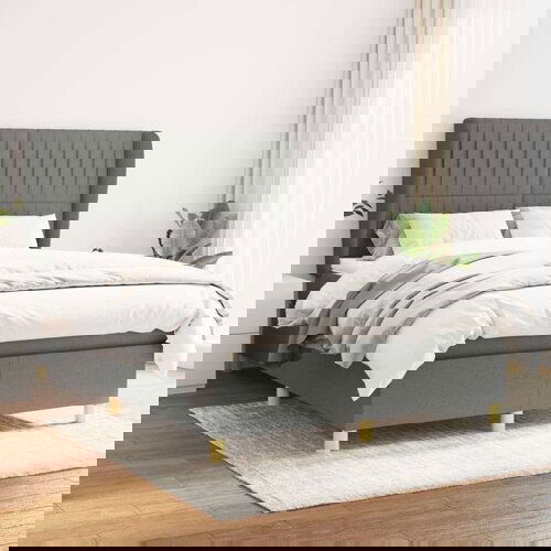  Box spring postelja z vzmetnico temno siva 140x200 cm blago, (20900358) Slike